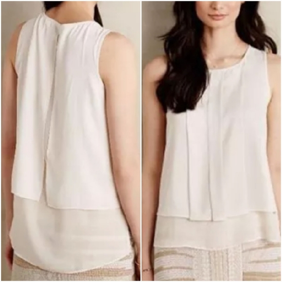 Anthropologie Tops - Anthropologie HD in Paris Vanda Double Layer Ivory Sleeveless Top Shirt sz 2